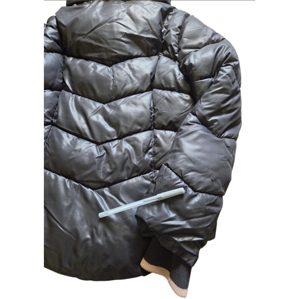 Michael Kors Girls Black Pink Hooded Puffer Jacket Faux Fur Collar Size 10/12 - Picture 10 of 12